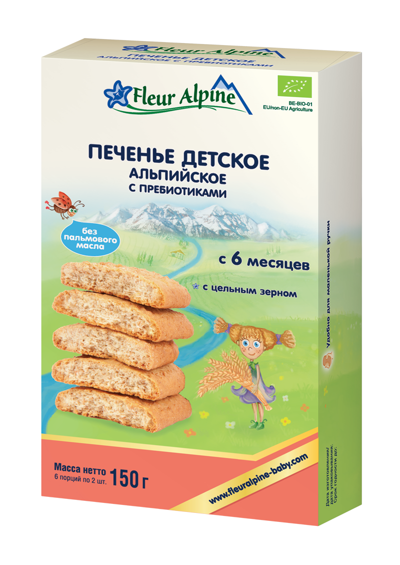 Растворимое печенье FLEUR ALPINE Альпийское с Пребиотиками, 6 мес