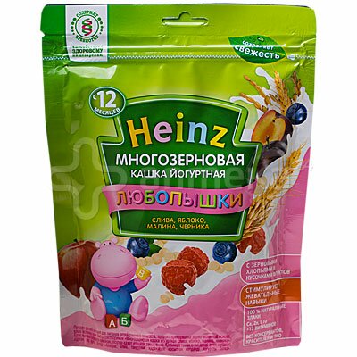 Многозерновая каша Heinz 'Любопышки' со сливой и яблоком (с 12 мес.), 200 гр.