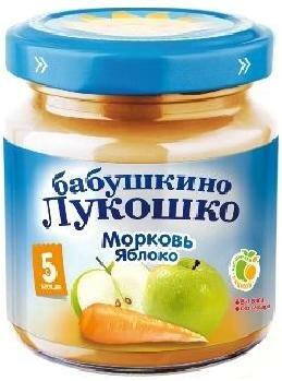Овоще-фруктовое пюре БАБУШКИНО ЛУКОШКО Морковь Яблоко , 5 мес