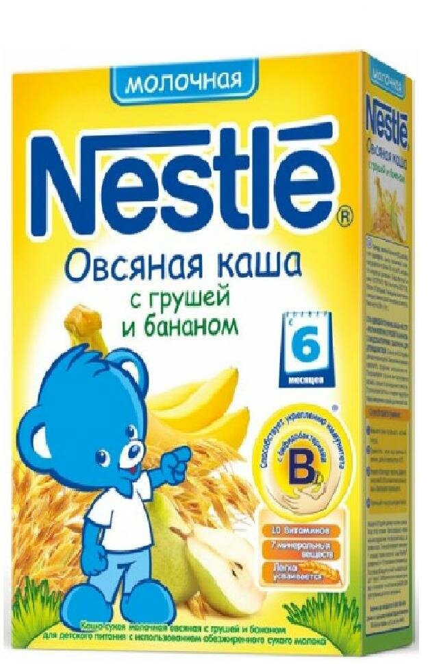 Каша молочная Nestle овсяная с грушей и бананом, 250г