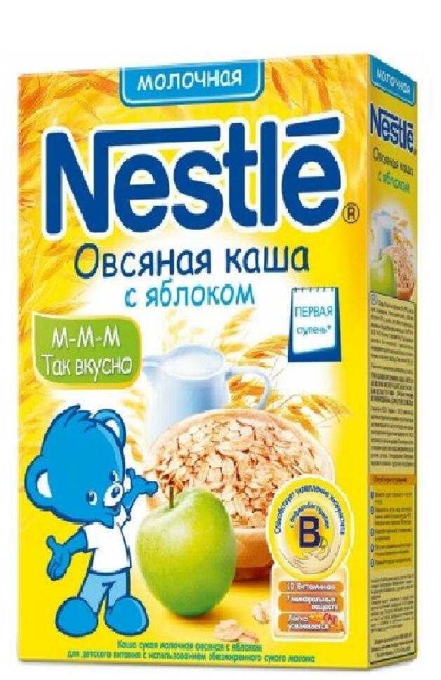 Каша молочная Nestle овсяная с яблоком, 250г 