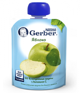 Пюре Gerber Яблоко с 4 мес 90 гр (пауч)